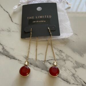 The Limited Red and Gold Drop Reversible Earrings